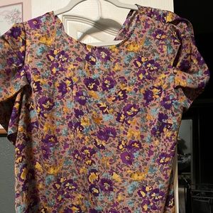 Shein Curve 0XL satiny top with ruche sleeves